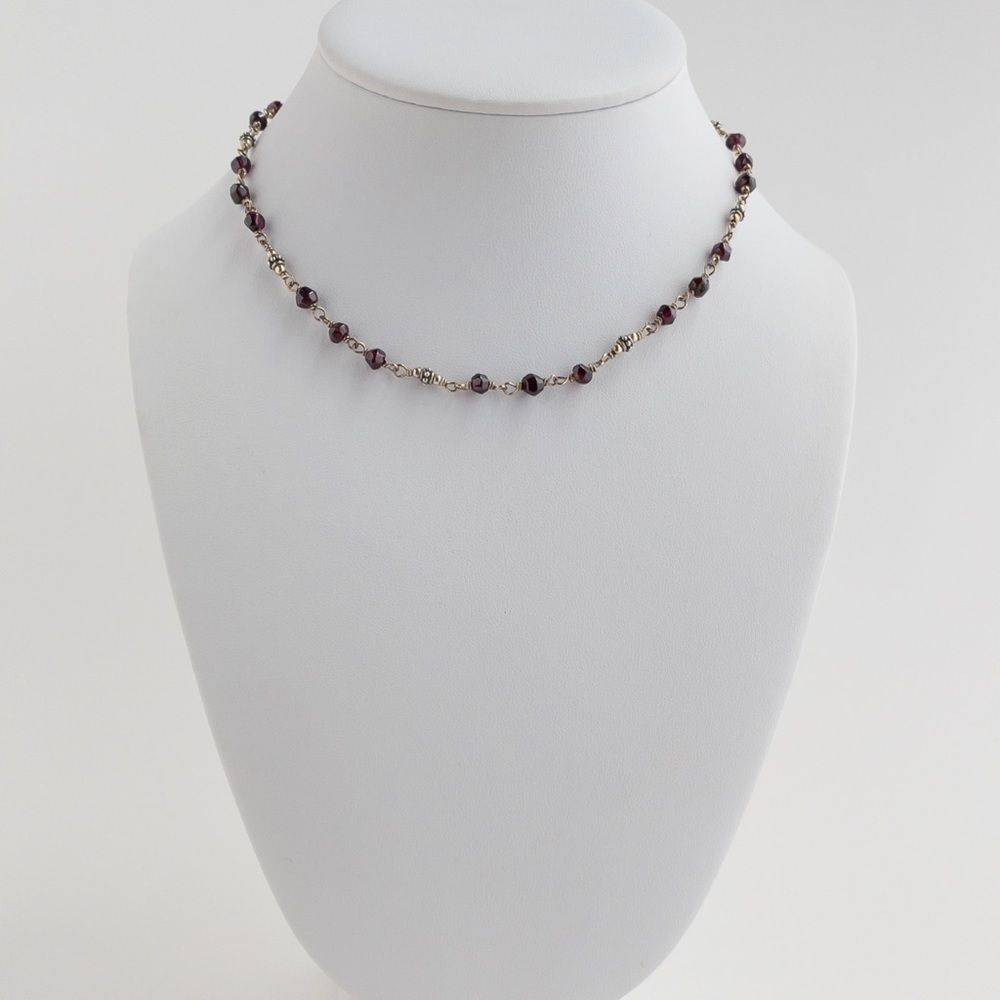 Silpada Sterling Silver Red Garnet Station Necklace N1053